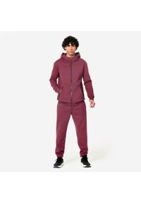 DOMYOS - Bluza na zamek z kapturem męska Domyos Gym & Pilates. Typ kołnierza: kaptur. Kolor: fioletowy. Materiał: bawełna, włókno, elastan, materiał. Sport: joga i pilates