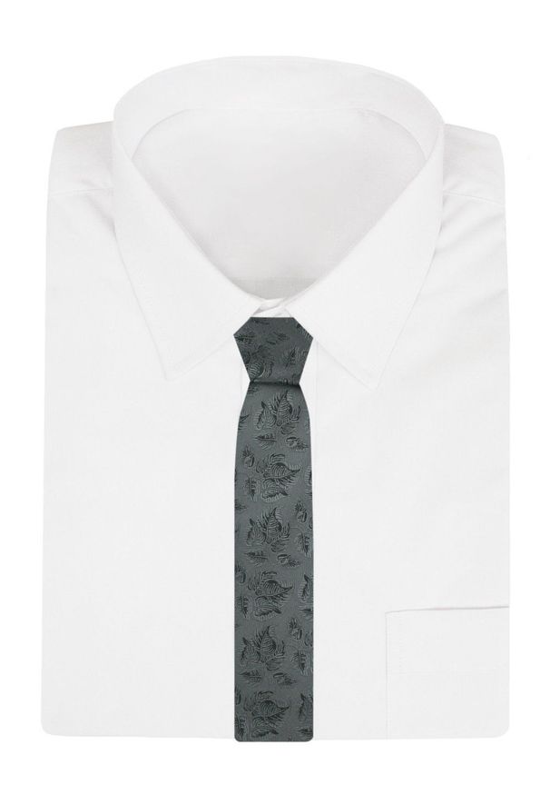 Krawat Męski - Angelo di Monti - Popiel w Drobne Listki. Materiał: tkanina. Styl: elegancki, wizytowy