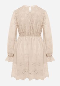 Born2be - Beżowa Sukienka w Rustykalnym Stylu z Haftowanej Tkaniny z Bawełną Delogana. Okazja: na co dzień. Kolor: beżowy. Materiał: tkanina, bawełna. Wzór: haft. Typ sukienki: rozkloszowane, proste. Styl: casual, elegancki #5