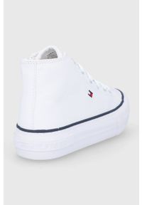 TOMMY HILFIGER - Tommy Hilfiger Trampki dziecięce kolor biały. Nosek buta: okrągły. Kolor: biały. Materiał: materiał, włókno, guma. Szerokość cholewki: normalna #3