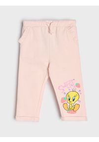 Sinsay - Bawełniane spodnie z falbankami Looney Tunes - różowy. Kolor: różowy. Materiał: bawełna #1