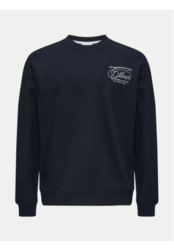 s.Oliver Bluza 2153489 Granatowy Regular Fit. Kolor: niebieski. Materiał: bawełna, syntetyk