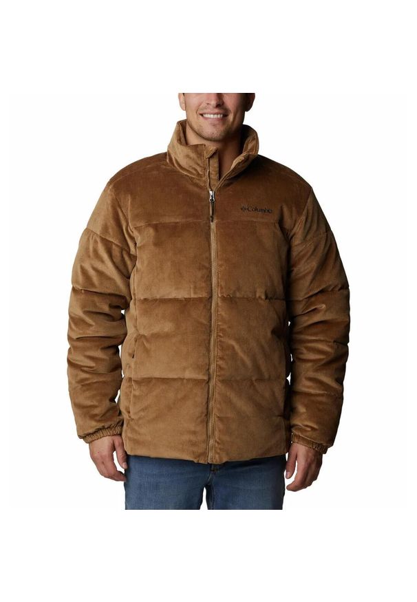 columbia - Kurtka Turystyczna Puchowa Męska Columbia Puffect Corduroy Jacket. Kolor: brązowy. Materiał: puch. Sport: turystyka piesza