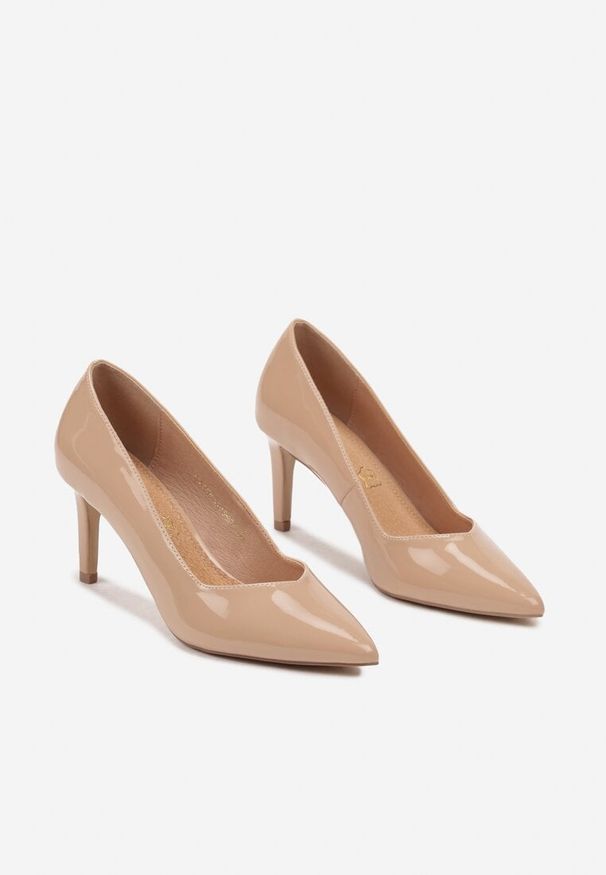 Born2be - Ciemnobeżowe Czółenka na Szpilce w Eleganckim Stylu ze Skórzaną Wkładką Lerichella. Okazja: do pracy. Kolor: beżowy. Materiał: skóra. Obcas: na szpilce. Styl: elegancki