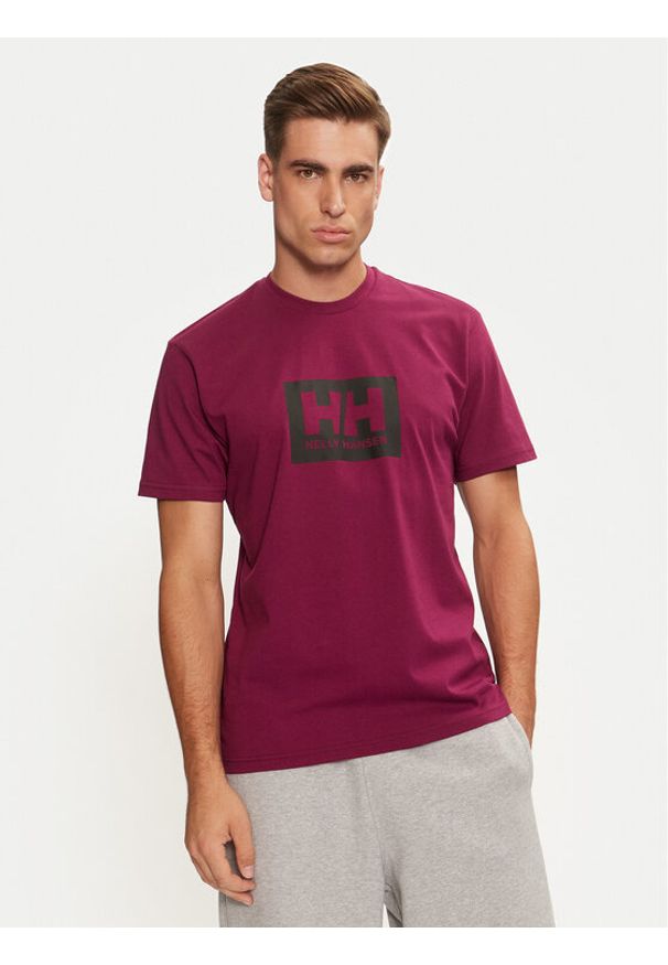 Helly Hansen T-Shirt HH Box 53285 Fioletowy Regular Fit. Kolor: fioletowy. Materiał: bawełna