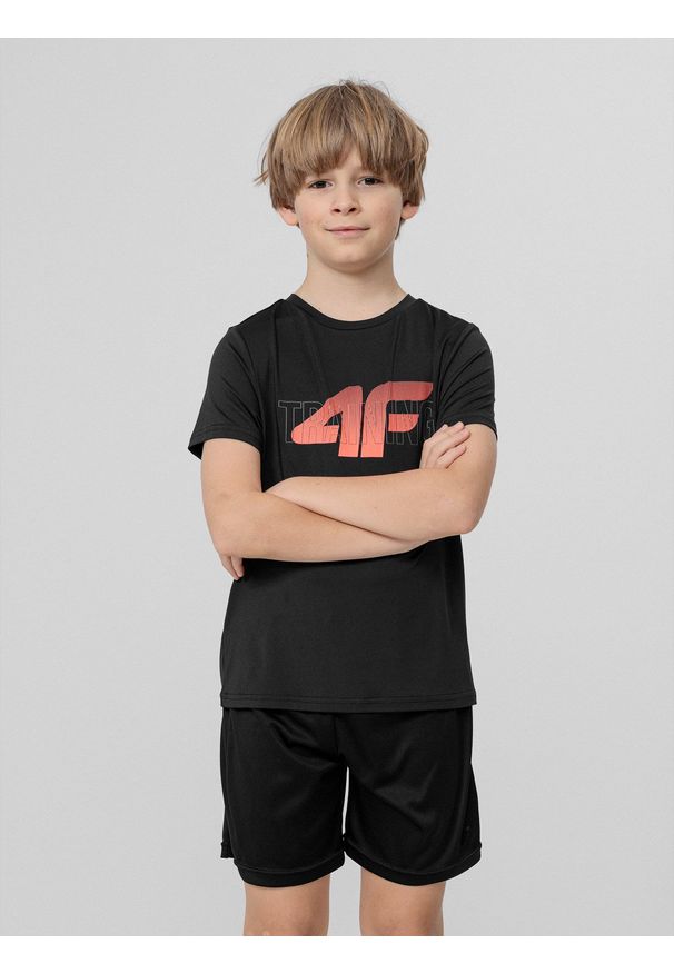 4f - T-shirt chłopięcy (122-164). Kolor: czarny. Materiał: włókno