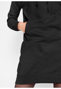 Sukienka dresowa z kapturem bonprix czarny. Typ kołnierza: kaptur. Kolor: czarny. Materiał: dresówka #3