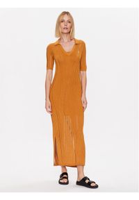 Calvin Klein Sukienka dzianinowa K20K205559 Żółty Slim Fit. Kolor: żółty. Materiał: syntetyk