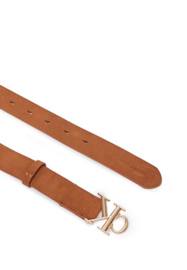 Calvin Klein Pasek Damski Round Ck Buckle Suede LV04F7144G Brązowy. Kolor: brązowy. Materiał: skóra, zamsz