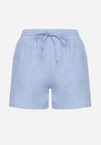 Born2be - Niebieskie Szorty Ozdobione Wiązaniem Liraine. Okazja: na co dzień. Kolor: niebieski. Wzór: aplikacja. Sezon: lato. Styl: casual #5