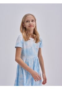 Big-Star - Sukienka dziewczęca z bawełny ekologicznej tie-dye Fionalka 400. Kolor: niebieski. Materiał: bawełna. Wzór: nadruk, kolorowy #6
