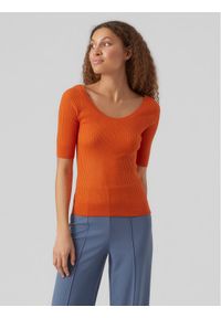 Vero Moda Sweter Estela 10277850 Pomarańczowy Slim Fit. Kolor: pomarańczowy. Materiał: syntetyk #1