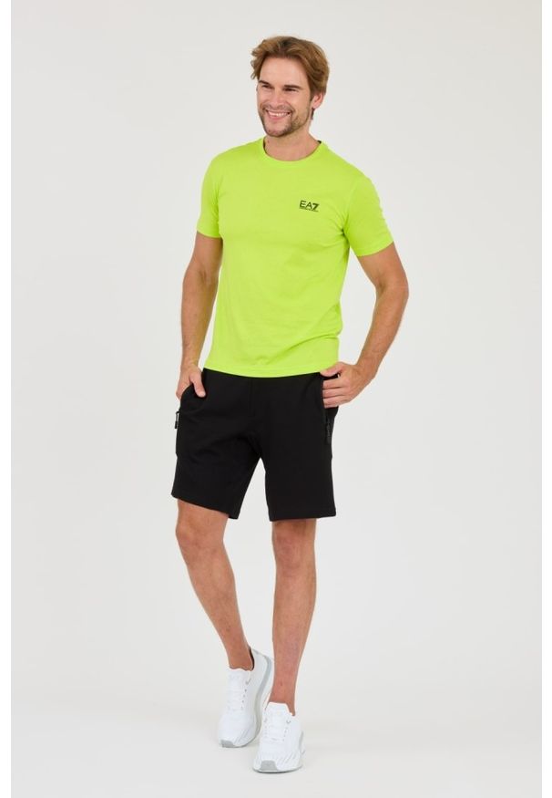EA7 Emporio Armani - EA7 Neonowy męski t-shirt bawełniany, Rozmiar L. Kolor: zielony. Materiał: bawełna