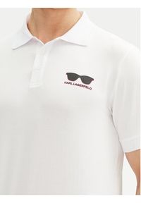 Karl Lagerfeld - KARL LAGERFELD Polo 745400 552235 Biały Slim Fit. Typ kołnierza: polo. Kolor: biały. Materiał: bawełna #4