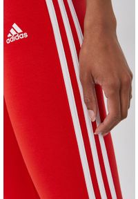 Adidas - adidas Legginsy H07772 damskie kolor czerwony gładkie. Kolor: czerwony. Materiał: bawełna, dzianina. Wzór: gładki #4