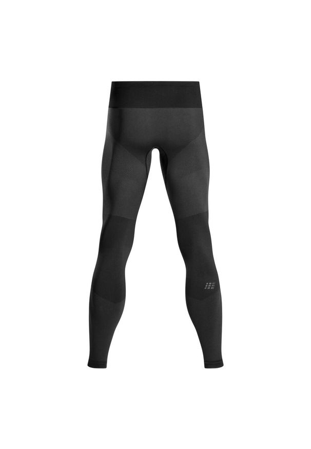 Długie bezszwowe sportowe spodnie do biegania CEP męskie. Kolor: czarny. Materiał: materiał. Sport: bieganie