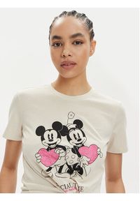 only - ONLY T-Shirt Mickey 15317991 Beżowy Regular Fit. Kolor: beżowy. Materiał: bawełna #6
