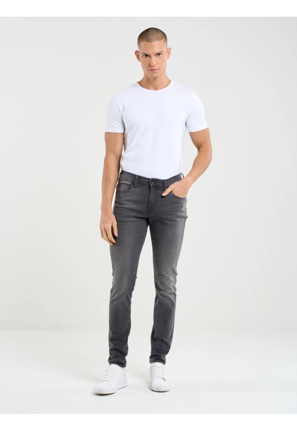 Big-Star - Jeansy męskie skinny szare Deric 893. Okazja: na co dzień. Kolor: szary. Styl: casual