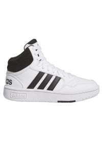 Adidas - Buty adidas Hoops Mid 3.0 K Jr IG3715 białe. Okazja: na co dzień. Kolor: biały. Materiał: materiał, syntetyk, skóra, guma. Szerokość cholewki: normalna