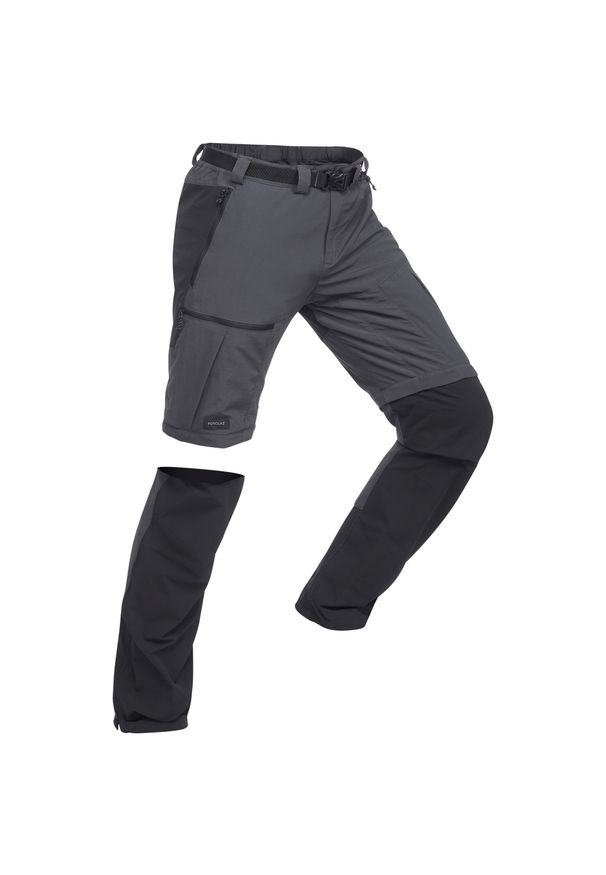 FORCLAZ - Spodnie trekkingowe męskie 2w1 Forclaz Trek 500. Kolor: wielokolorowy, czarny, szary. Materiał: tkanina, syntetyk