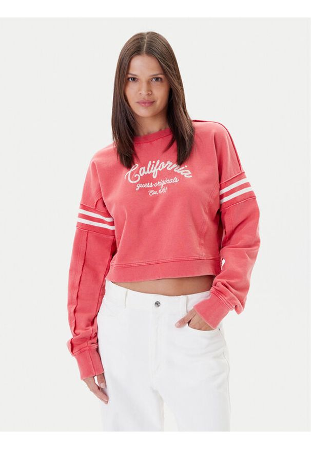 Guess Bluza W5YQ24 K68I4 Koralowy Regular Fit. Kolor: pomarańczowy. Materiał: bawełna