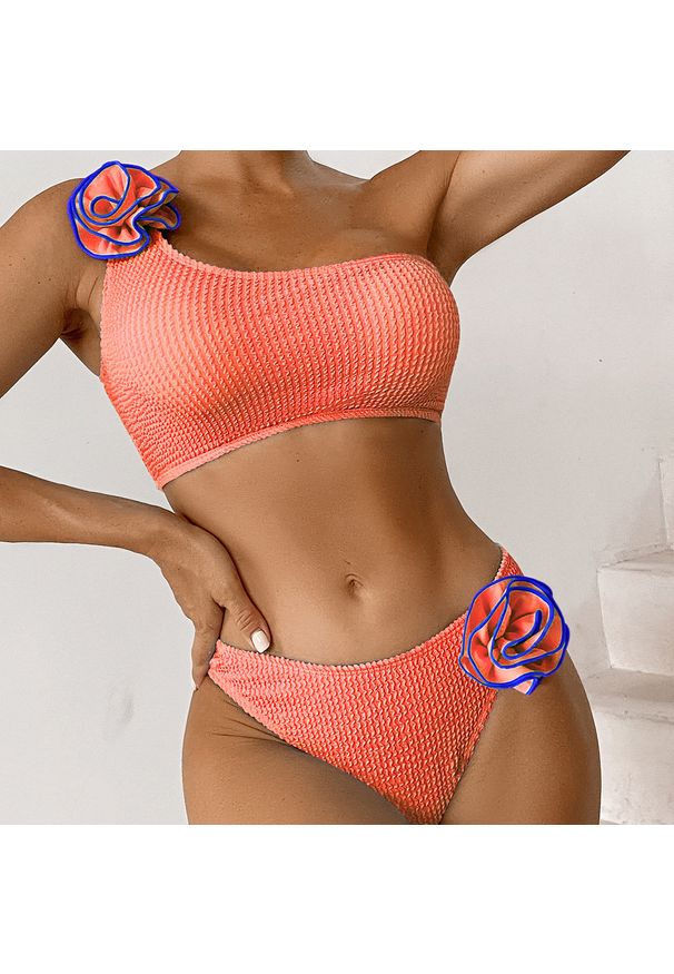 Intica - Kostium kąpielowy bikini z kwiatowym wzorem na lato Inna. Kolor: pomarańczowy. Materiał: materiał. Wzór: kwiaty