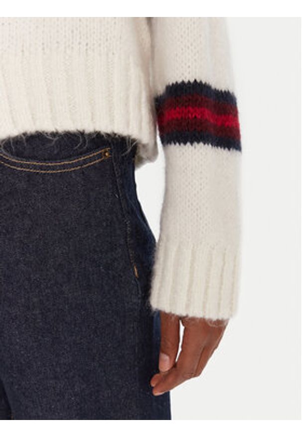 Tommy Jeans Sweter Badge DW0DW21679 Écru Relaxed Fit. Materiał: syntetyk