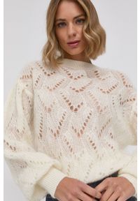 TwinSet - Twinset Sweter wełniany damski. Okazja: na co dzień. Kolor: beżowy. Materiał: wełna. Wzór: ze splotem. Styl: casual #3