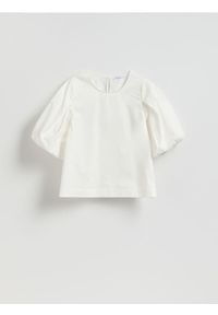 Reserved - Bawełniana bluzka - biały. Kolor: biały. Materiał: bawełna