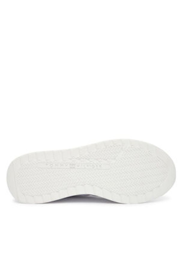 TOMMY HILFIGER - Tommy Hilfiger Sneakersy Corporate Mix Mat Runner FW0FW09318 Biały. Kolor: biały. Materiał: skóra