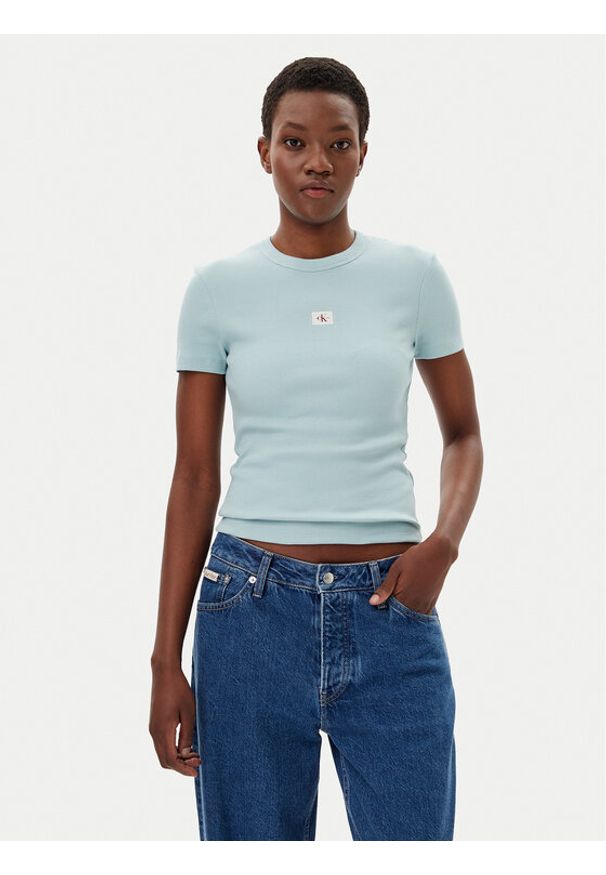 Calvin Klein Jeans T-Shirt J20J225245 Niebieski Slim Fit. Kolor: niebieski. Materiał: bawełna