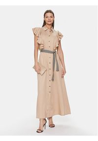 Gaudi Sukienka koszulowa 411BD15002 Beżowy Regular Fit. Kolor: beżowy. Materiał: lyocell. Typ sukienki: koszulowe #4