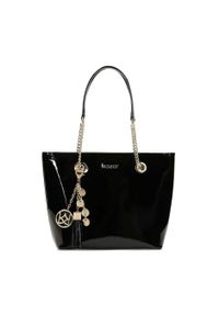 Kazar - Czarna torebka damska. Kolor: czarny. Dodatki: z breloczkiem. Materiał: lakierowane, skórzane. Styl: elegancki, wizytowy #1