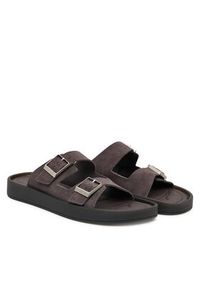 Calvin Klein Klapki Ergon Double Bar Sandal Su HM0HM02094 Brązowy. Kolor: brązowy. Materiał: zamsz, skóra #4