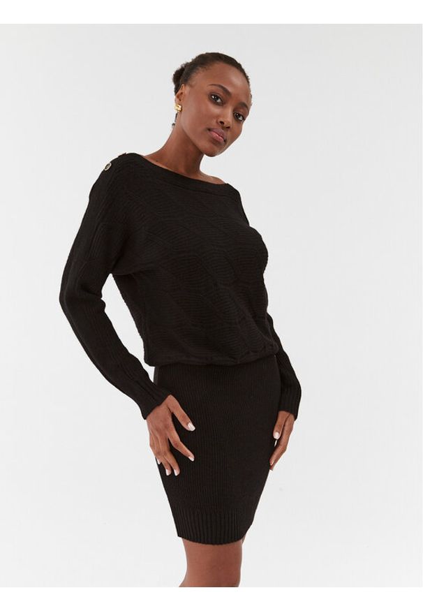 Guess Sukienka dzianinowa Elodie W3BK96 Z2WX0 Czarny Slim Fit. Kolor: czarny. Materiał: dzianina, syntetyk