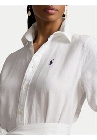 Polo Ralph Lauren Sukienka koszulowa 211943992001 Biały Regular Fit. Typ kołnierza: polo. Kolor: biały. Materiał: len. Typ sukienki: koszulowe #3