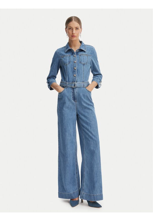 Morgan Kombinezon 261-PIMA Niebieski Wide Leg. Kolor: niebieski. Materiał: bawełna