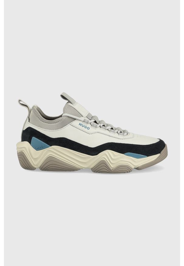 Hugo - HUGO sneakersy Quake kolor szary. Nosek buta: okrągły. Zapięcie: sznurówki. Kolor: szary. Materiał: guma