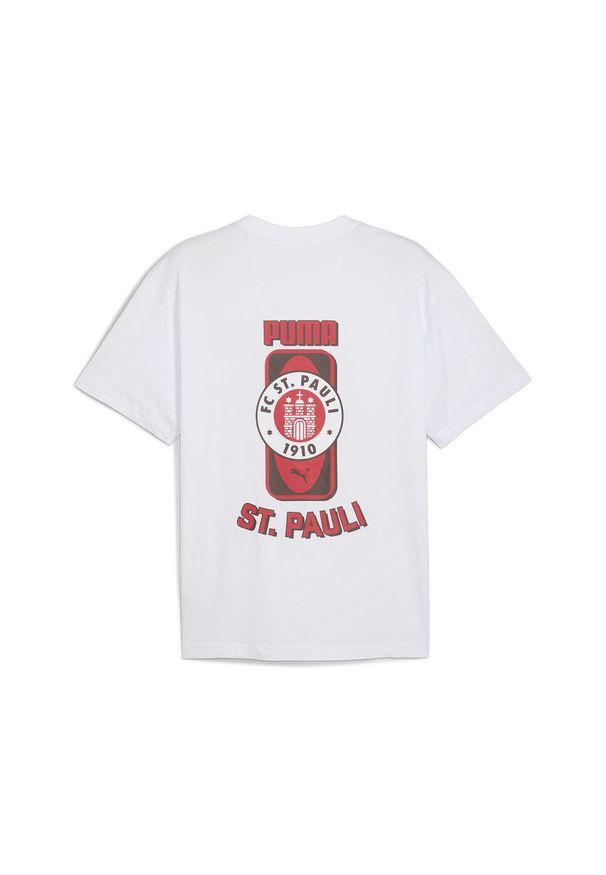 Puma - Męska koszulka z grafiką FC St. Pauli PUMA White Espresso Brown. Kolor: brązowy, biały, wielokolorowy. Wzór: aplikacja, nadruk. Sport: piłka nożna