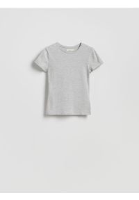 Reserved - Bawełniany t-shirt slim fit - jasnoszary. Kolor: szary. Materiał: bawełna