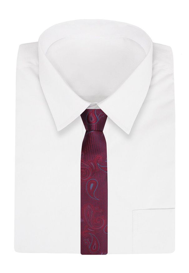Krawat Alties (7 cm) - Bordo, Wzór Paisley. Kolor: czerwony. Materiał: tkanina. Wzór: paisley. Styl: wizytowy, elegancki