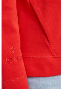 JOOP! - Joop! bluza damska kolor czerwony z kapturem gładka. Typ kołnierza: kaptur. Kolor: czerwony. Materiał: bawełna. Wzór: gładki #3