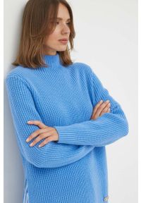 MICHAEL Michael Kors sweter wełniany damski kolor niebieski ciepły z półgolfem. Kolor: niebieski. Materiał: wełna. Długość rękawa: długi rękaw. Długość: długie #5