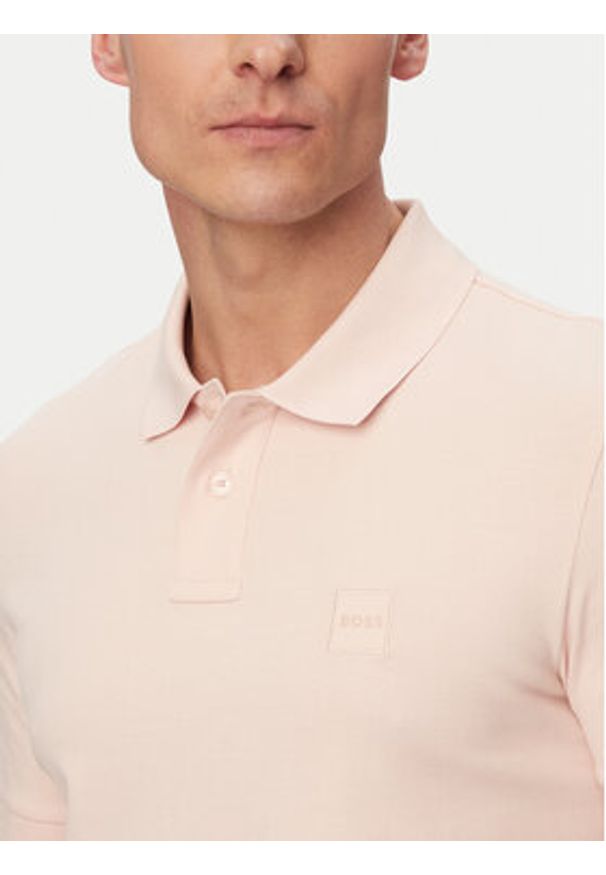 BOSS Polo Passenger 50507803 Różowy jasny Slim Fit. Typ kołnierza: polo. Kolor: różowy. Materiał: bawełna