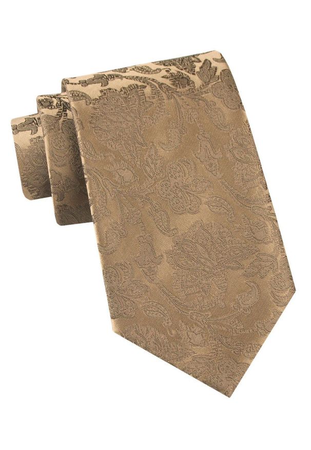 Klasyczny Krawat Męski - Chattier - Jasny Brąz (Stare Złoto). Kolor: wielokolorowy, beżowy, brązowy. Materiał: tkanina. Styl: retro, klasyczny