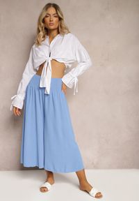 Renee - Niebieskie Spodnie Szerokie Luźne High Waist Inestria. Stan: podwyższony. Kolor: niebieski #5