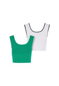 Krótkie topy damskie Urban Classics Contrast. Kolor: biały, wielokolorowy, zielony. Długość: krótkie. Styl: elegancki #1