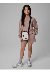 4f - 4F Spodenki dresowe dziewczęce - beżowy 146 (10-11 lat). Kolor: beżowy. Materiał: dresówka. Sezon: lato. Sport: turystyka piesza #1