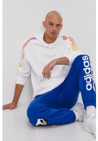 adidas Originals - Spodnie. Kolor: niebieski. Materiał: bawełna, poliester, dzianina. Wzór: nadruk #2