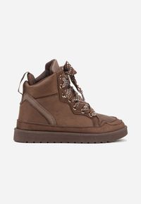 Born2be - Brązowe Sneakersy z Ozdobnymi Sznurówkami Eveslia. Okazja: na co dzień. Zapięcie: sznurówki. Kolor: brązowy. Materiał: jeans #5